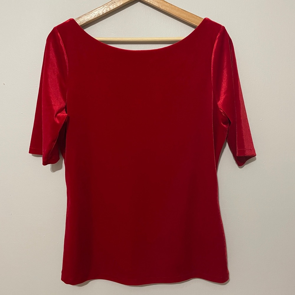 Boden Laura Scoop Back Red Velvet Top Women's US 10 - Picture 5 of 13